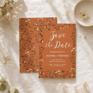 Rustic Terracotta Floral Save the Date Card