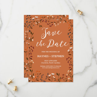 Rustic Terracotta Floral Save the Date Card