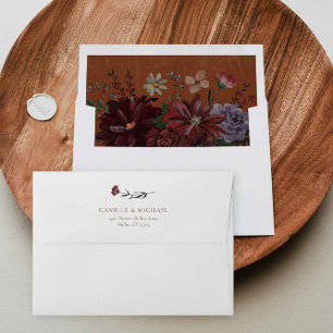 Rustic Terracotta Floral Wedding Envelope