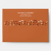 Rustic Terracotta Floral Wedding Envelope