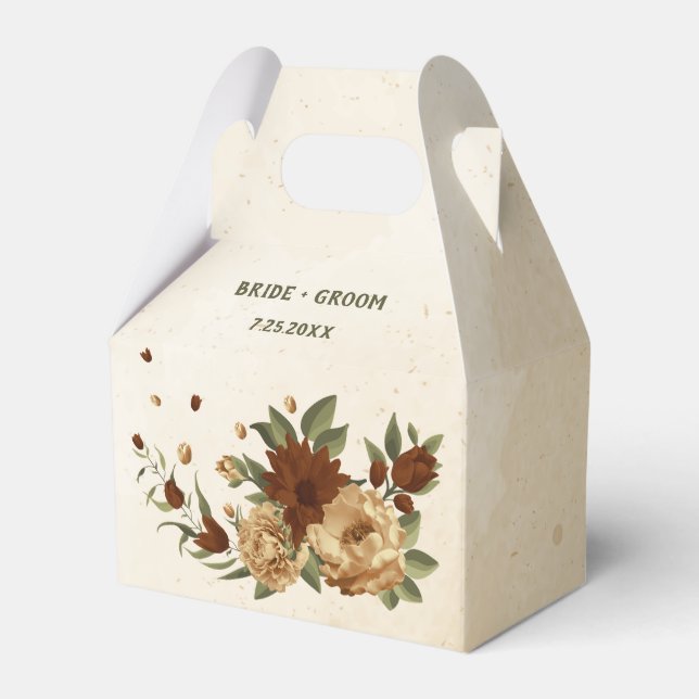 rustic terracotta floral wedding favour box (Front Side)