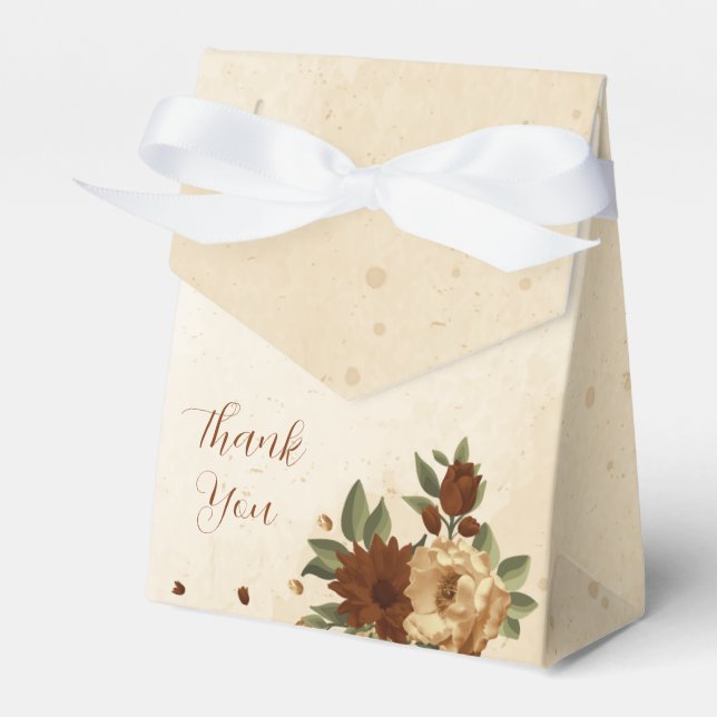 rustic terracotta floral wedding favour box (Front Side)