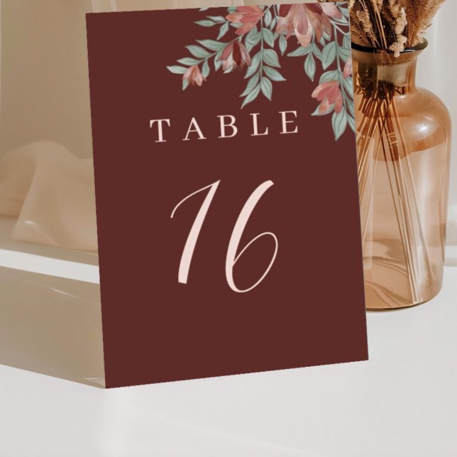 Rustic Terracotta Floral Wedding  Table Number (Creator Uploaded)