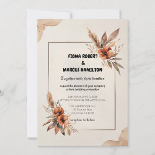 Rustic Terracotta Florals & Pampas Grass Wedding Save The Date