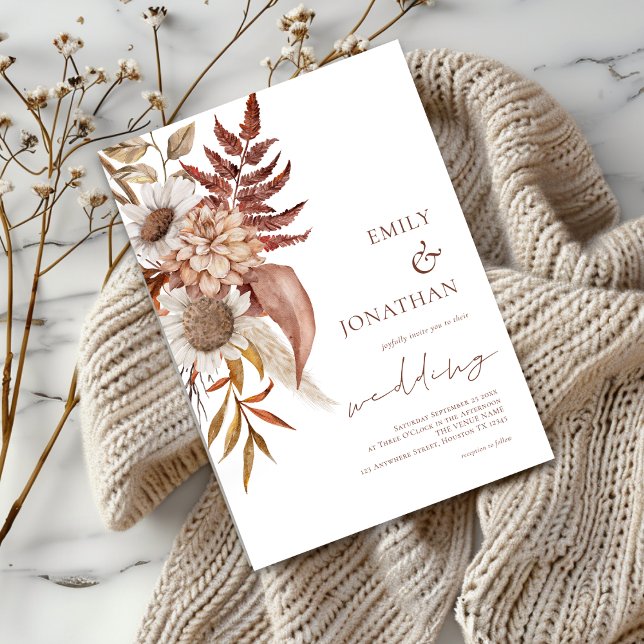 Rustic Terracotta Florals Wedding Invitation (Creator Uploaded)