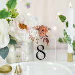 Rustic Terracotta Florals Wedding Table Number<br><div class="desc">Rustic Terracotta Florals Wedding Table Number. Bohemian vibes with autumnal flowers in brown and cream. Personalise each number and add to your cart individually.</div>