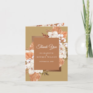 Rustic Terracotta Gold Boho Pampas Thank You Card