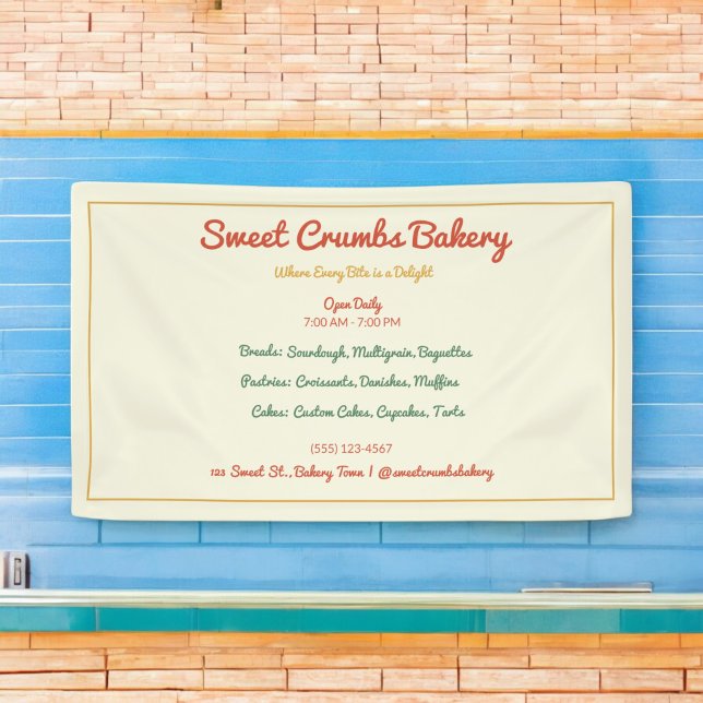 Rustic Terracotta, Green, Mustard Yellow Bakery Banner (bakery banner)