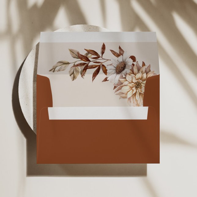 Rustic Terracotta Leaves Fall Wedding  Envelope (Creator Uploaded)