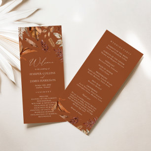 Rustic Terracotta Leaves Wedding Ceremony Program