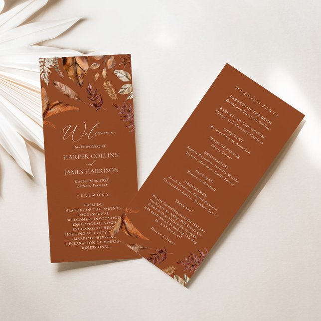 Rustic Terracotta Leaves Wedding Ceremony Program (Creator Uploaded)