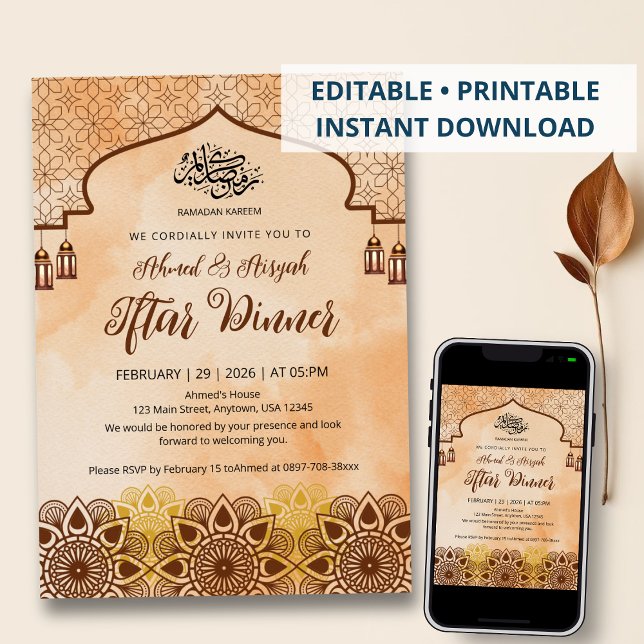 Rustic Terracotta Mandala Ramadan Iftar Dinner Invitation (Creator Uploaded)