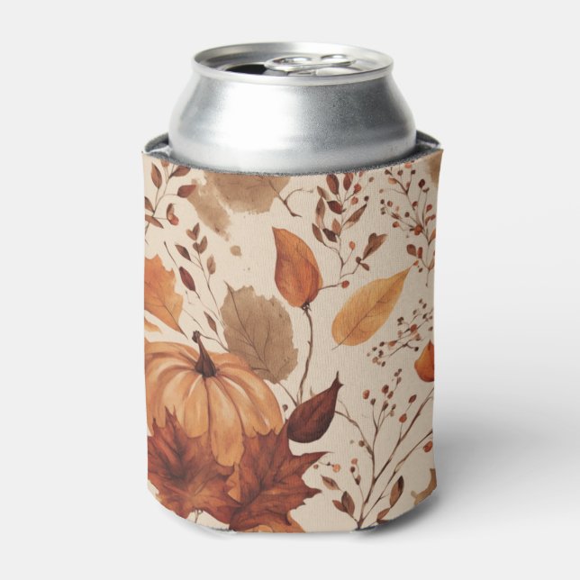 Rustic Terracotta Maple Leaves Autumn Wedding Can Cooler (Can Front)