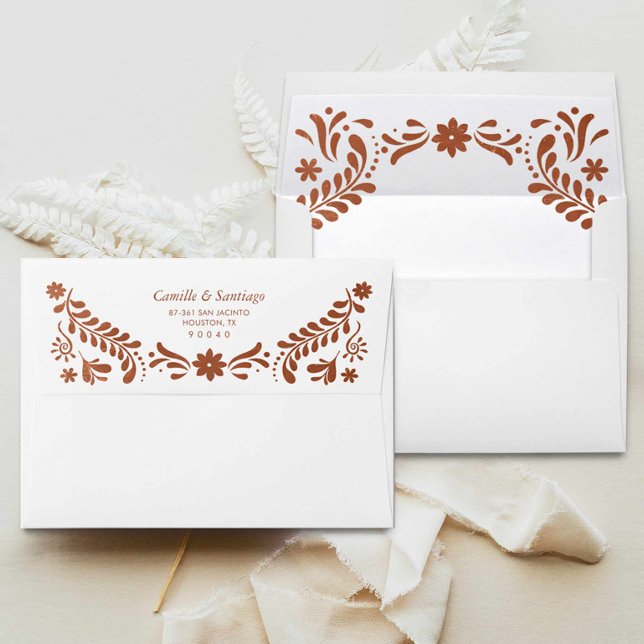 Rustic Terracotta Mexican Wedding Envelope (Terracotta Mexican Wedding Invitation Envelopes)