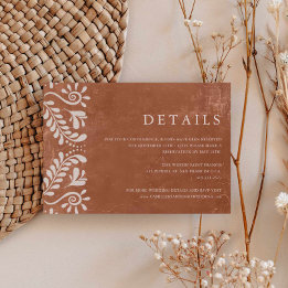 Rustic Terracotta Mexico Wedding Details Enclosure Card