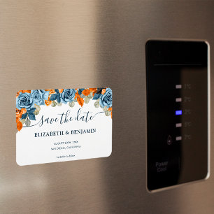 Rustic Terracotta Navy Rust Wedding Save The Date Magnet