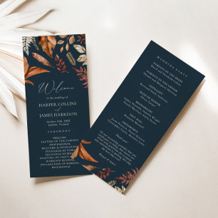 Rustic Terracotta & Navy Wedding Ceremony Program
