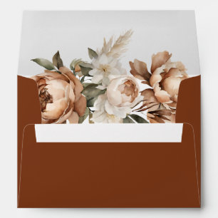 Rustic Terracotta Pampas Boho Floral Fall Wedding Envelope