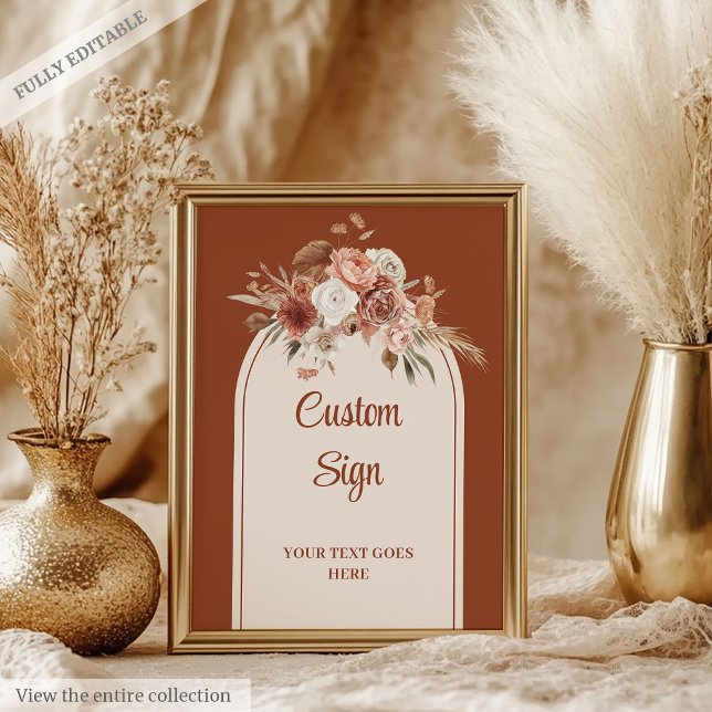 Rustic Terracotta Pampas Sage Boho Floral Wedding  Poster (Rustic Terracotta Pampas Sage Boho Floral Wedding Poster)
