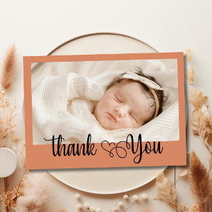 Rustic Terracotta Photo Baby Shower Thank You Card