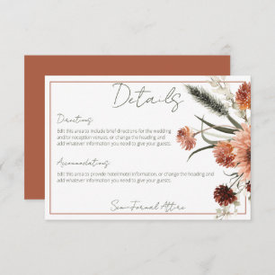 Rustic Terracotta Rust Flowers Details Enclosure Card