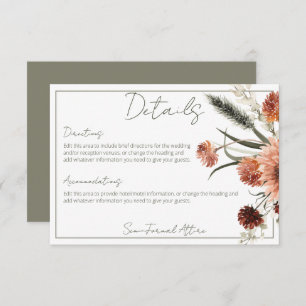 Rustic Terracotta Rust Flowers Details Enclosure Card