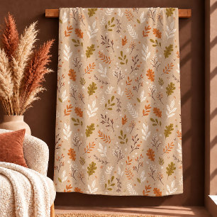 Rustic Terracotta Sage Fall Floral Leaves Blanket