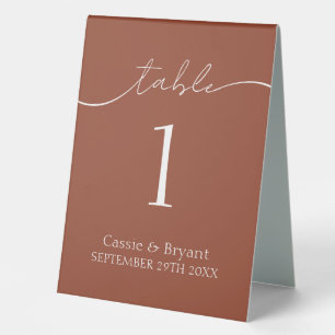 Rustic Terracotta Script Wedding Table Number