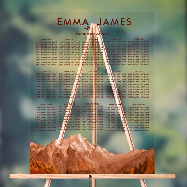 Rustic terracotta seating chart Acrylic Sign (Neutral)