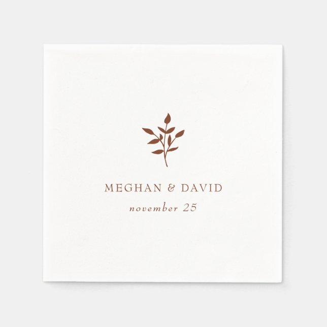 Rustic Terracotta Simple Modern Botanical Wedding Napkin (Front)