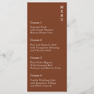 Rustic Terracotta Simple Modern Wedding Menu