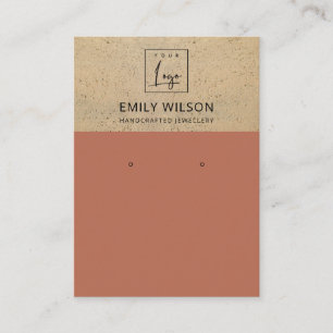 RUSTIC TERRACOTTA TEXTURE LOGO EARRING DISPLAY BUSINESS CARD