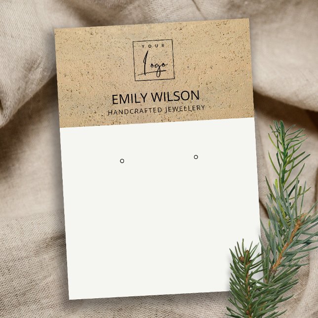 RUSTIC TERRACOTTA TEXTURE LOGO EARRING DISPLAY BUSINESS CARD (Creator Uploaded)
