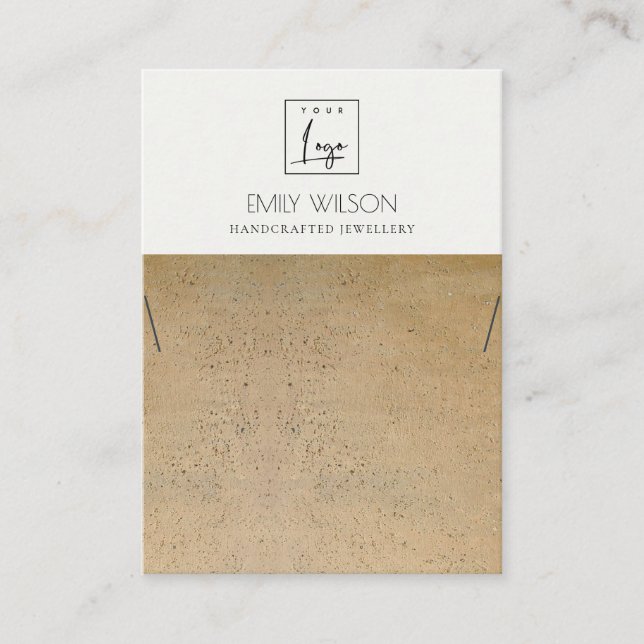 RUSTIC TERRACOTTA TEXTURE LOGO NECKLACE DISPLAY BUSINESS CARD (Front)