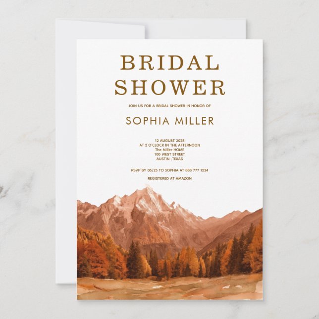 rustic Terracotta water colour  mountain pinetrees Invitation (Front)