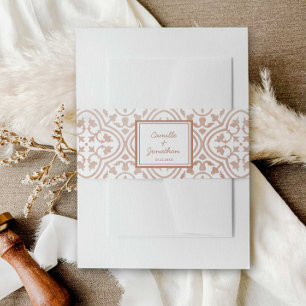 Rustic Terracotta Wedding Invitation Belly Band