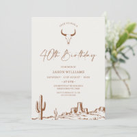 Rustic Terracotta Western 40th Birthday