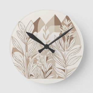 Rustic Terracotta Wildflower Boho Eclectic Design Round Clock
