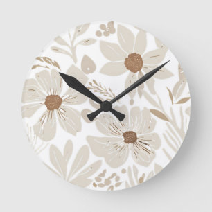 Rustic Terracotta Wildflower Boho Eclectic Design Round Clock