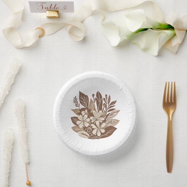 Rustic Terracotta Wildflower Boho Spring Style Paper Plate (Wedding)