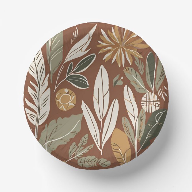 Rustic Terracotta Wildflower Boho Spring Style Paper Plate (Front)