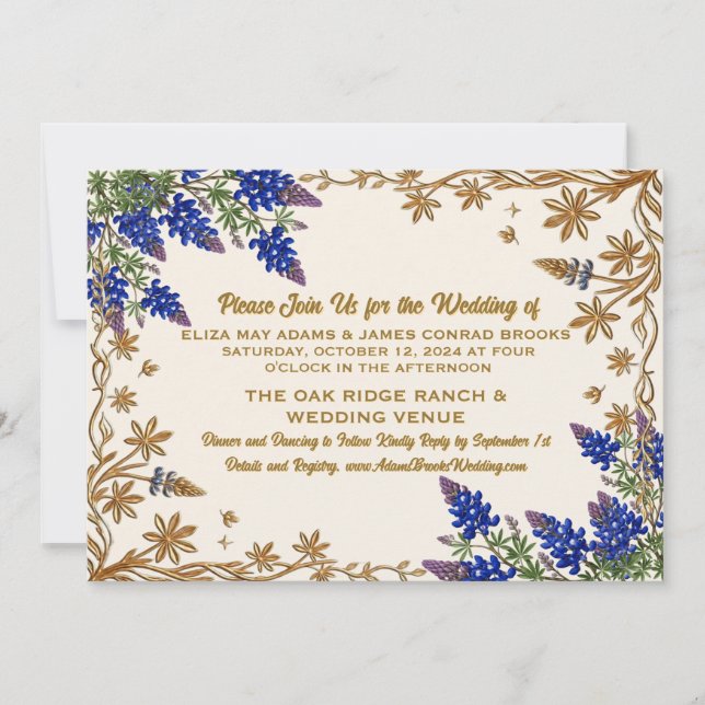 Rustic Texas Blue Evil Eye Wedding Invitation (Front)