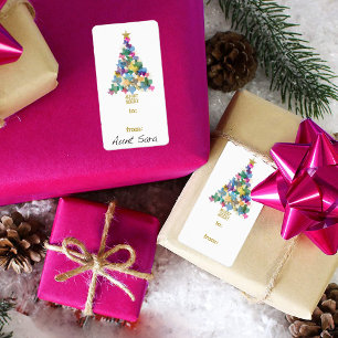 Rustic Texas Christmas Tree Gift Tag Label