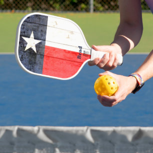 Rustic Texas Flag Personalised Pickleball Paddle