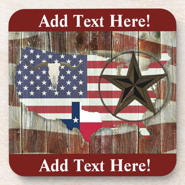 Rustic Texas Lone Star Texas Long Horn Beverage Co Coaster (Front)