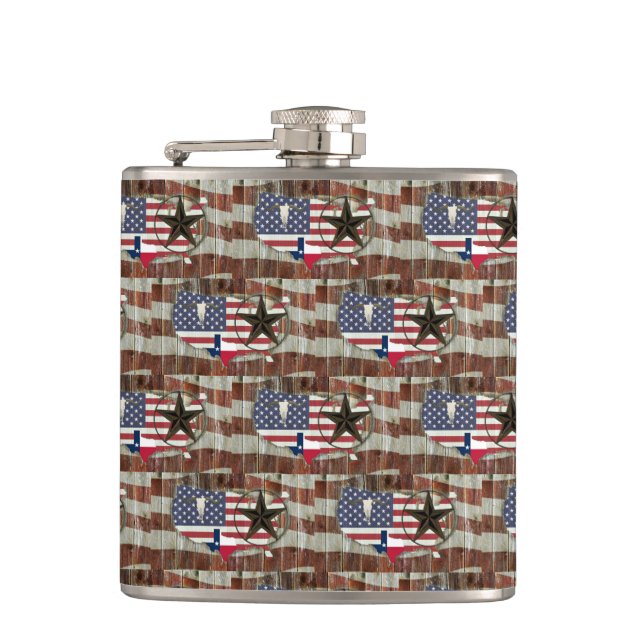 Rustic Texas Lone Star Texas Long Horn Flask (Front)