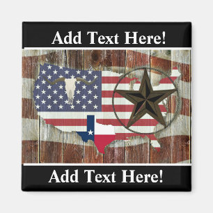 Rustic Texas Lone Star Texas Long Horn Magnet