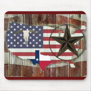 Rustic Texas Lone Star Texas Long Horn Mouse Mat