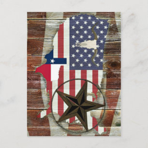 Rustic Texas Lone Star Texas Long Horn Postcard