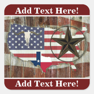 Rustic Texas Lone Star Texas Long Horn Square Sticker